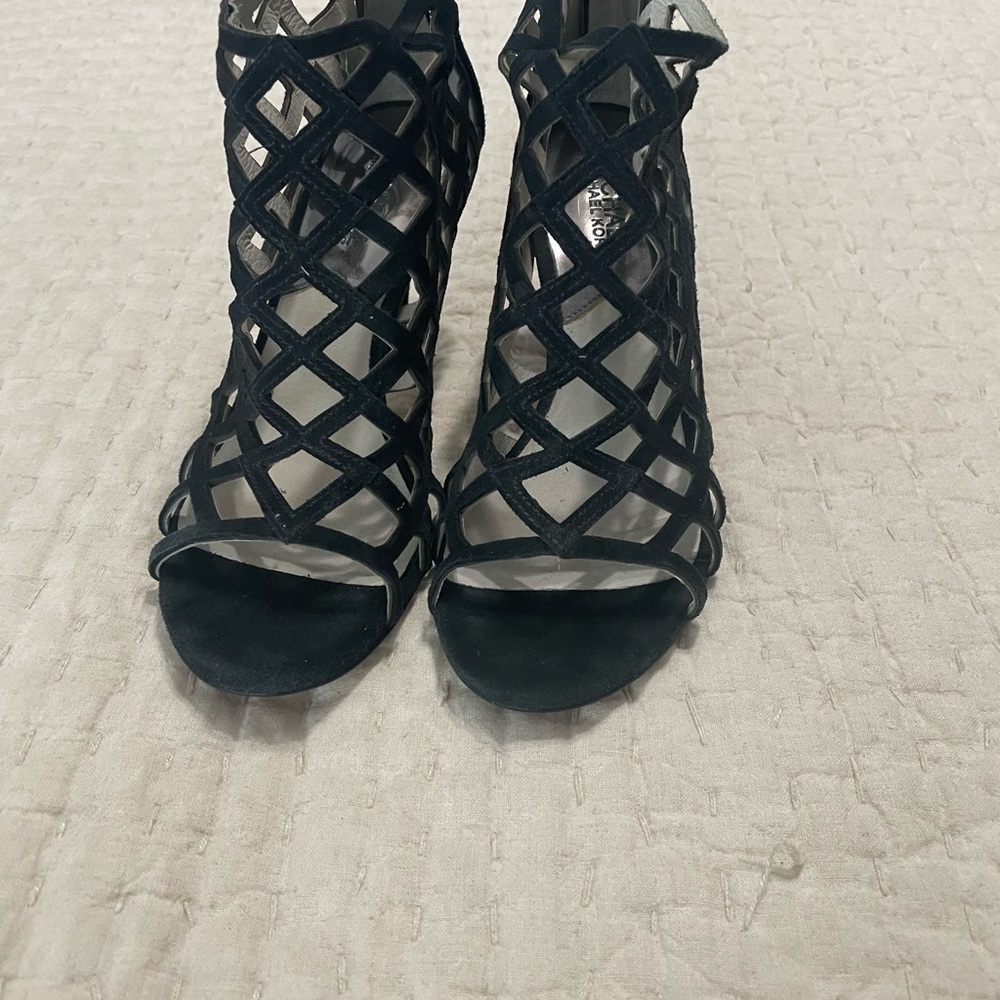 Black Stiletto Heels with Cage Design